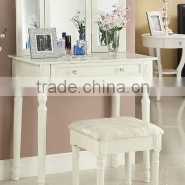 Modern luxury fashinal wooden dresser / white Top selling high-end French dressing table with drawers