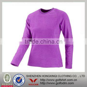 Polar Fleece Long Sleeve Ladies Sweater Purple Color Crewneck