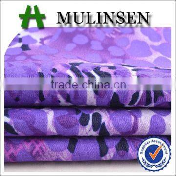 Mulinsen polyester wool peach printed purple leopard fabric price per yard