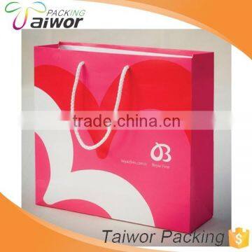 Fancy glossy lamination paper handle bag for the shopping packaging