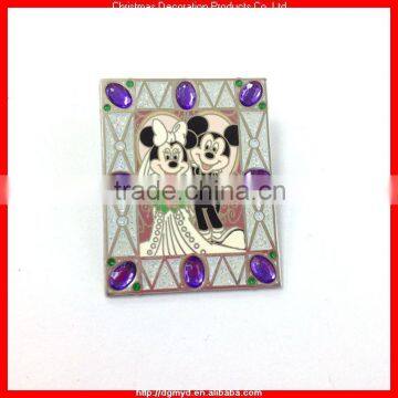 Purple Crystal Metal badge pin for wedding (KMS-2047)