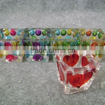 Colorful square glass candle holder