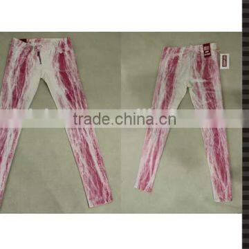 unique pink wahing effect jeans women