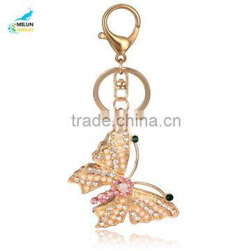 Wholesale pear rhinestone crystal animal butterfly keychain