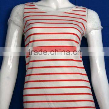 Lace pattern printed stripes ladies custom shirt