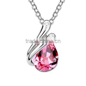 Fashion Classic Necklace Silver Plated Genuine Austrian Crystal Round Pendant Necklace for Women Jewelry