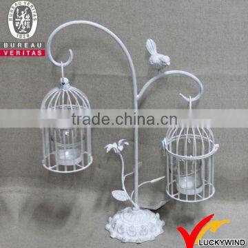 Metal White French Vintage Stand Double Cage Mini Lantern Wedding Favor