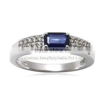 sapphire diamond band, octagon sapphire gold ring