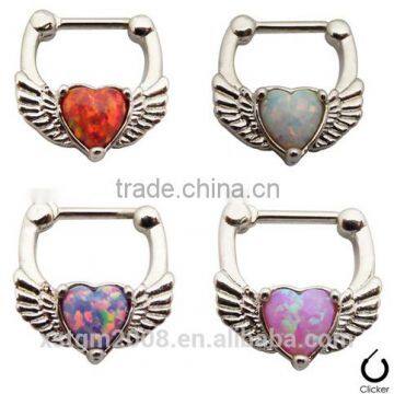 newest heart opal stainless steel body jewelrys nose rings