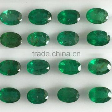 Oval Faceted Cut Natural Emerald Zambian Green Loose Gemstones