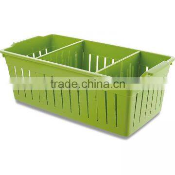 oem office home plastic pp storage basket with 3 dividers