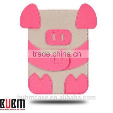 Red Color 9.7 inch Wool Felt Tablet Case Cute Cartoon Pig Bag Tablet Sleeve Tablet Pouch