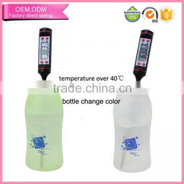 color change high borosilicate glass feeding bottle with thermometer