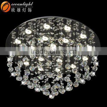 Best K9 crystal iron base material chrome finshed chandelier ceiling lamp for bedroom decor om88553