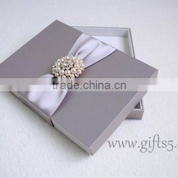 High quality grey wedding invitation silk boxes