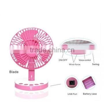 Best Selling Jyicoo USB Powered Voice Control Fan Mini Portable Table Fan Desktop Air Cooler