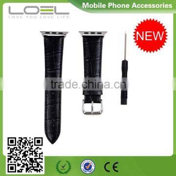 Crocodile Texture Genuine Leather Wristband Watch Band for Apple Watch Leather 38mm With Adapter photo-3