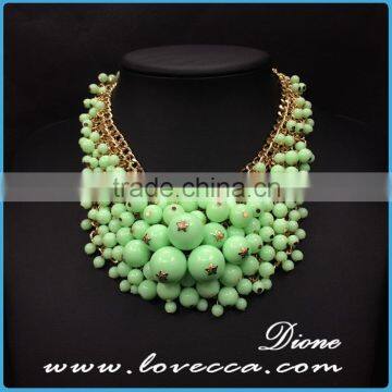 Green beads stones luxury bohemian bib collar exaggerate beaded charms necklace