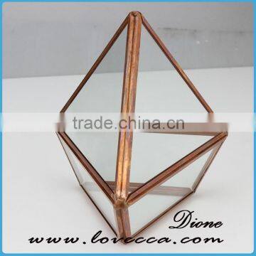 Wholesale Indoor Plant Rose Gold Geometrical Glass Terrarium With Metal Frame photo-2