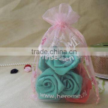 wholesale cheap drawstring organza bags with logo ribbon for candy