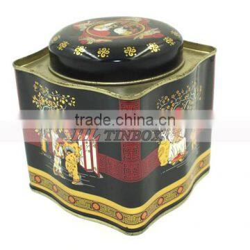 Wave Shaped Tea Tin Can with Inner Lid