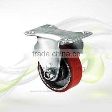 Ball Bearing Furniture Hardware 75mm Red PU Swivel Caster Wheel photo-2