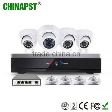 Android&Iphone APP COMS 4ch 1080p NVR+4CH HD 2.0MP 1080P Network IP Dome Camera Kit with POE switch PST-IPK04AH