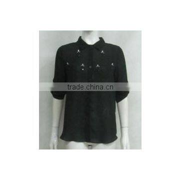 Pretty Steps wholesale guangzhou clothing manufacturer dark green lady shirt