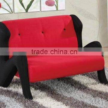 2015 New design beauty sofa, red microfiber and black mesh fabric