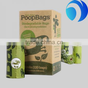 Biodegradable custom printed box packing poop bags for dog