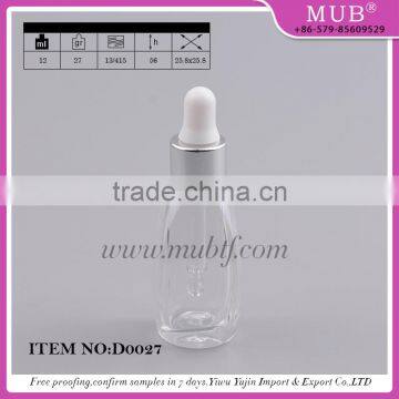 Top quality 12ml cosmetic perfume glass bottles with dropper, essential oil dropper bottle