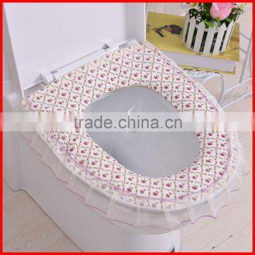 Pastoral Household Soft Polyester Lace Cloth Dust Washable Toilet Seat Cover U-shaped Toilet Mat photo-3