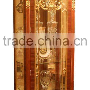 Hand Carving Wooden Display Cabinet,Luxury Decorative 4-Door Wine Cabinet, Antique Gold Painting Storage Cabinet For Living Room photo-2