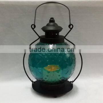 LED candle holder, painted glass candle holder with LED candle