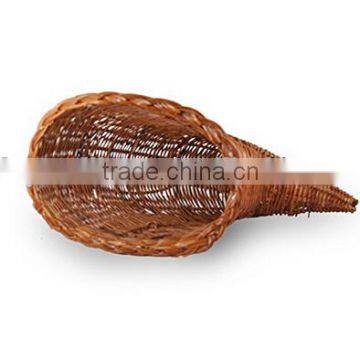 Planter With Basket Beautiful Floral Basket Wicker Rattan Cornucopia Basket photo-4