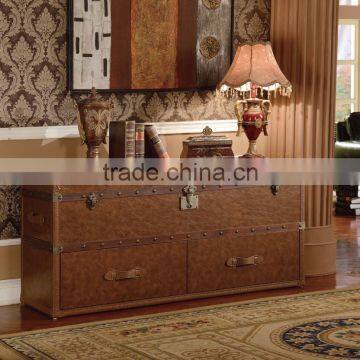 Chinese Style Living Room Furniture Wooden Classic Console Table Leather Cover