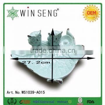 Owl Shape Ceramic Cute Owl Feeder Plate With Two Decor Owl photo-3