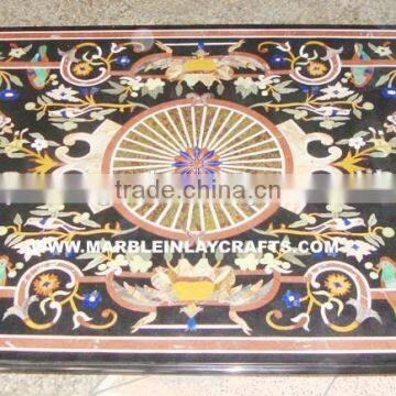 Rectangular Pietra Dura Marble Inlay Dining Table Top