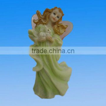 Resin Pretty Girl Figurine With Green Skirt