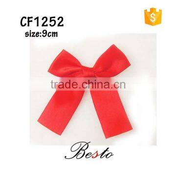 2016 Big bright red ribbon fabric bow band with bound edge stick back for infant baby hair accessory