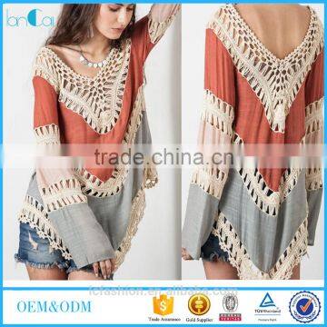 2017 top fashion ladies crochet summer blouse