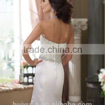 White Satin Beaded Sleeveless Mermaid Online Evening Dress Shops photo-2