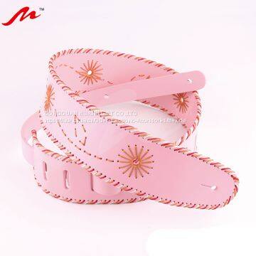 New Design Wholesale Leather Guitar Strap With Stitching Handmade Flower Pattern photo-4