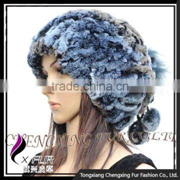 CX-C-68D Ladies Knitted Winter Neck Warmer/ Fashion Rex Rabbit Fur Hat photo-5
