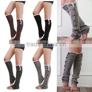 2015 Wholesale Adult Leg Warmers Ruffle Button Leg Warmers Lace Boot Socks photo-2