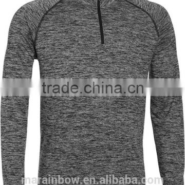 Space Dye Dark Grey Sports T-Shirt Fashion Design Mens 1/4 Zipper Pullover Hoodie Jacket Quick Dry Performance Long Sleeve Top