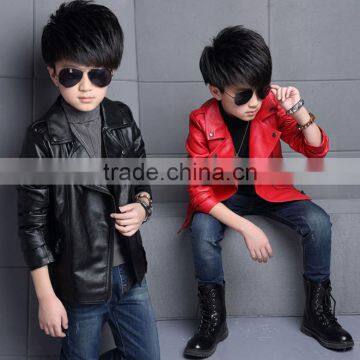 Zm40670b High Quality Wholesale Boys pu Jacket Auntum Children's Leather Jacket photo-3