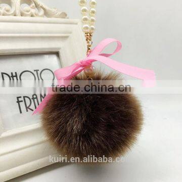 Women Fashion Cute Faux Fur Ball Faux Pearl Keychain Handbag Key Ring Car Key Chain Fmq-16 photo-5