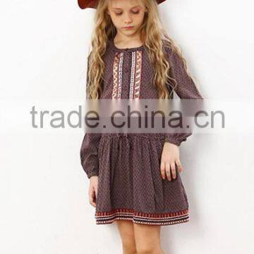 Fall Boutique Girl Clothing Vintage Long Sleeve 100% Cotton Casual Girl Child Dress Custom High Quality photo-2