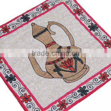 Decorative Goglet Cushion Cover Kashmir Beautiful Crewel Embroidery Throw Pillow photo-2